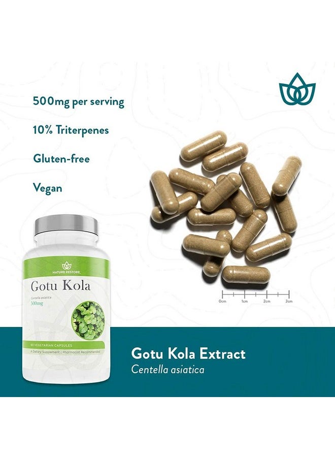Nature Restore - Gotu Kola Extract Supplement Standardized To 10 Percent Triterpenes Manufactured In Usa 90 Capsules Non Gmo Gluten Free Vegan - Image 1