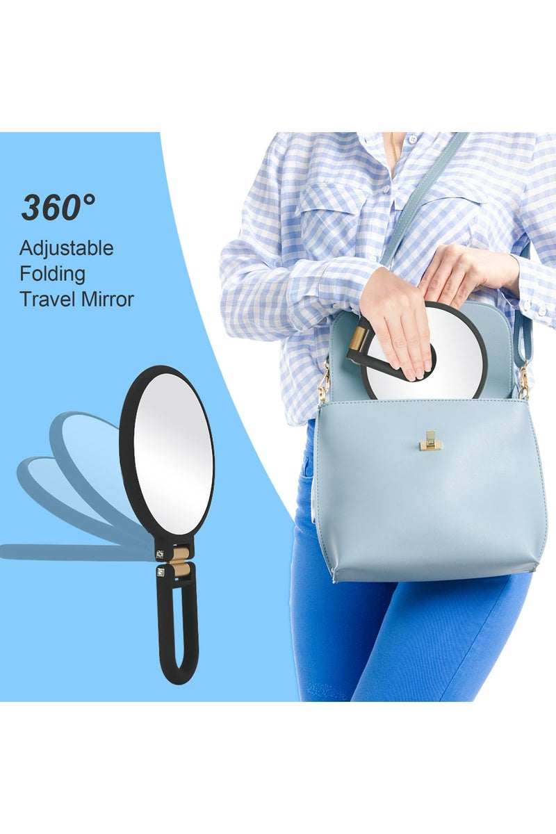 CMGTYYD. مرآة مكبرة 30x، مرايا يدوية للسفر مزودة بمقبض - مرآة يدوية مزدوجة الجوانب مع تكبير 1X 30X ومقبض/حامل قابل للتعديل، مرآة سفر قابلة للطي محمولة باليد للمكياج (أسود) - Image 3