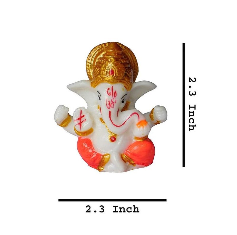 NRSON تمثال غانيشا المتأمل من بوليريسين للديكور المنزلي ولوحة القيادة 23 × 23 سم 3 سم متعدد الألوان ديني - Image 3