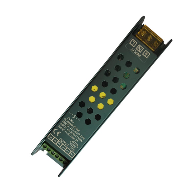 محول LED من دون ماركو - قابل للتعتيم DALI، محول LED، حماية IP20، ضمان لمدة عامين، من AC 220/230V إلى DC، مزود طاقة جهد ثابت لأضواء شرائط LED والمصابيح LED (DT8 - 12V - 60W)