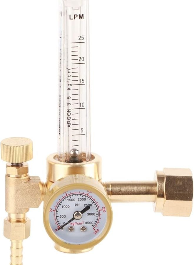 Argon Regulator Manual Adjustment Welding Gas Flowmeter Pressure Reducer with Gauge - Image 1