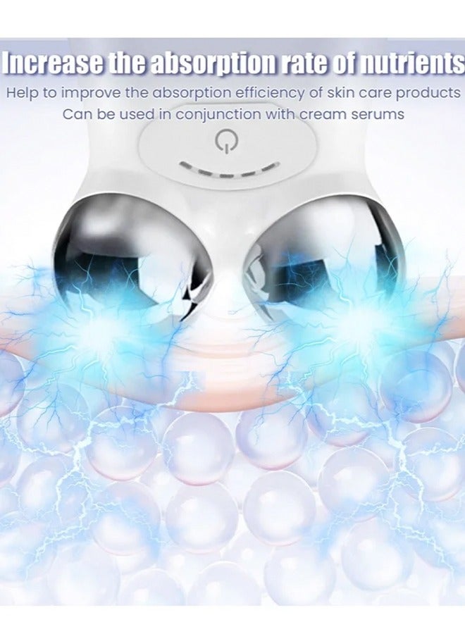 Micro Current Skin Tightening Device，Microcurrent Face Device Roller Rechargeable USB Mini Facial Massager, Micro-current beauty instrument Lift puller Home lift import instrument V face roller face massager #White - Image 3