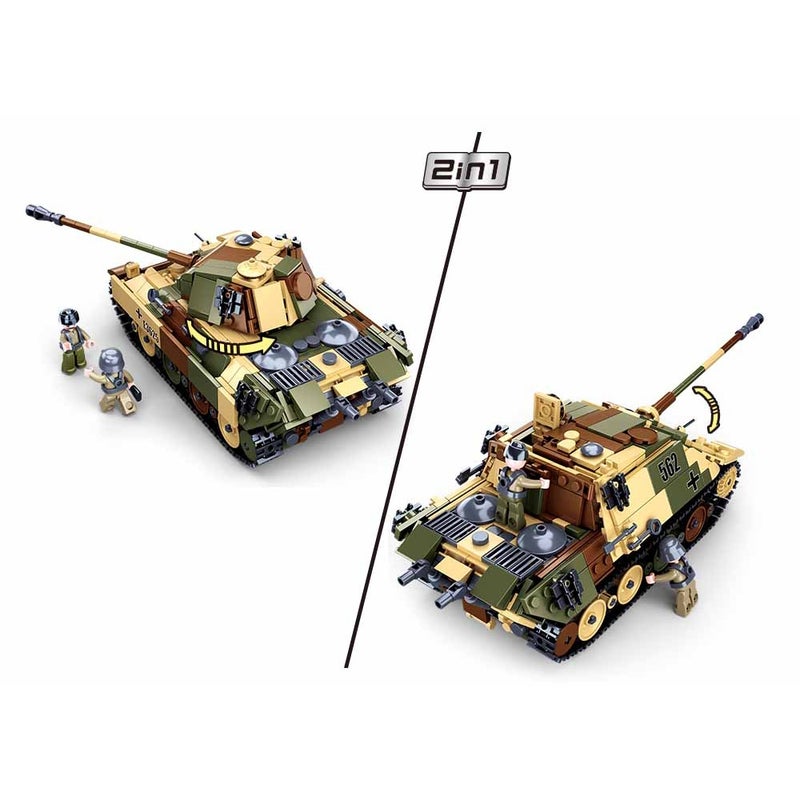 Sluban - WWII Army German Panther Battle Tank Bricks Set 2 in 1 725 Pieces - M38-B0859 - Image 4
