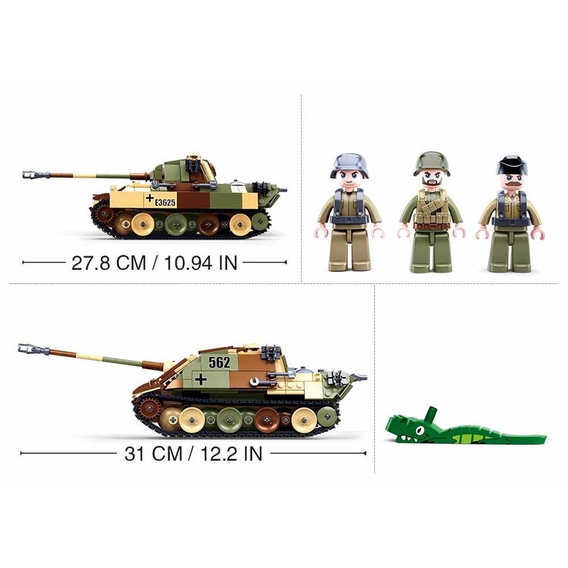 Sluban - WWII Army German Panther Battle Tank Bricks Set 2 in 1 725 Pieces - M38-B0859 - Image 2