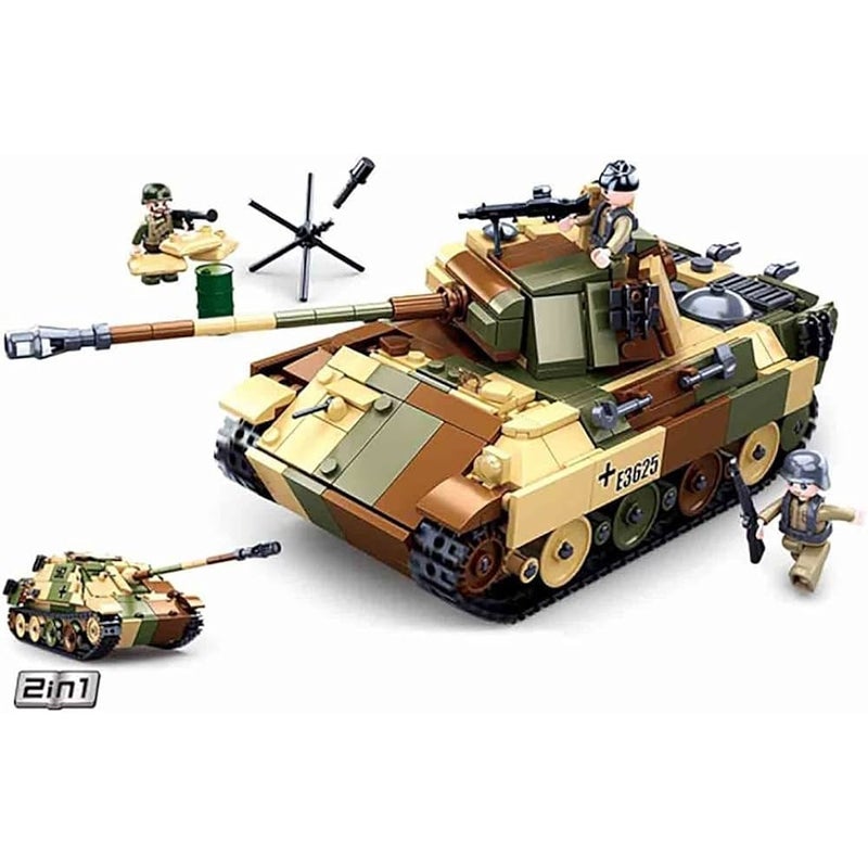 Sluban - WWII Army German Panther Battle Tank Bricks Set 2 in 1 725 Pieces - M38-B0859 - Image 1