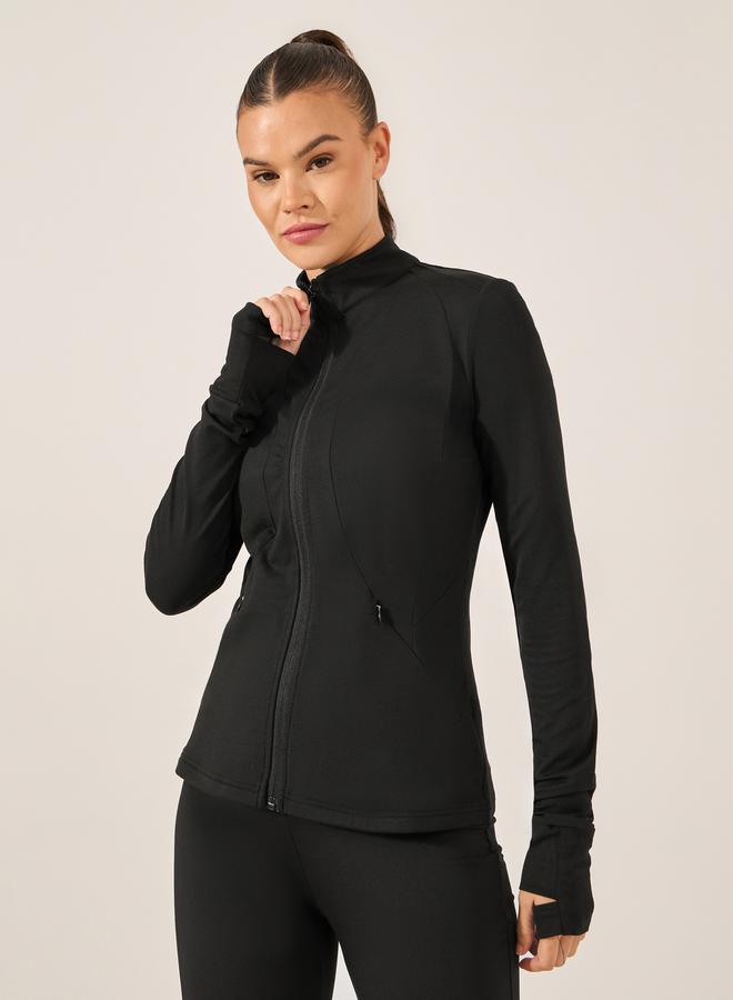 Styli Stitch Detail Zip Up Fitted Jacket - Image 1