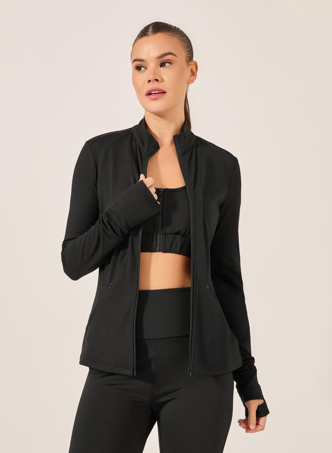 Styli Stitch Detail Zip Up Fitted Jacket - Image 2