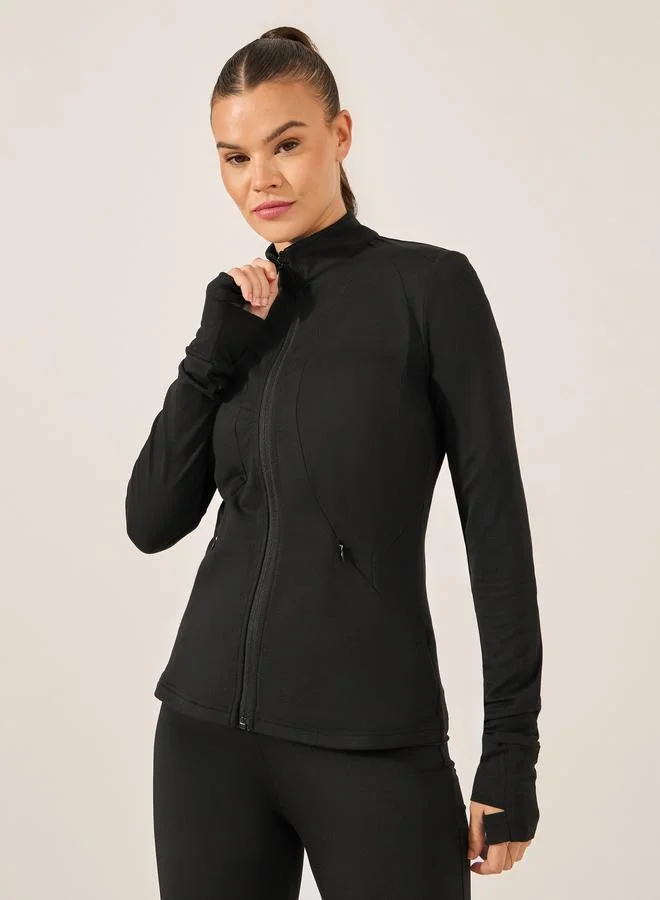 Styli Active Stitch Detail Zip Up Fitted Jacket