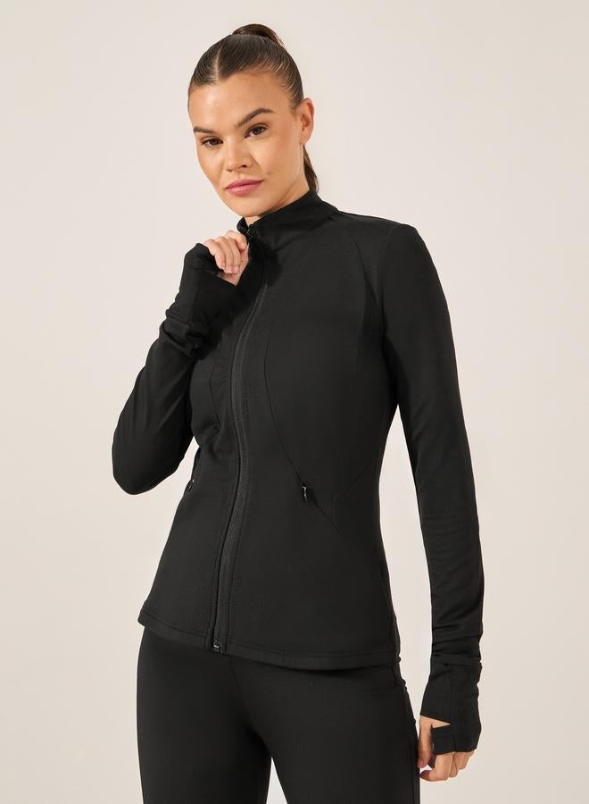 Styli Active Stitch Detail Zip Up Fitted Jacket - Image 1
