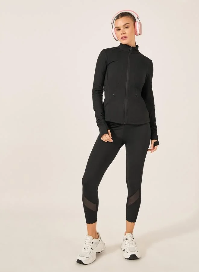 Styli Active  Stitch Detail Zip Up Fitted Jacket for Women | Best Price UAE
