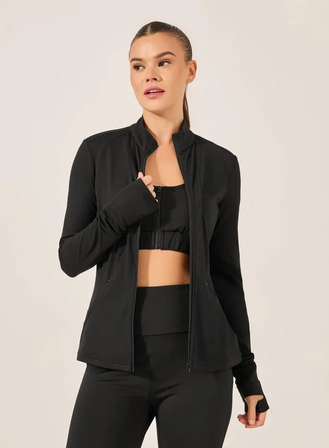 Styli Active Stitch Detail Zip Up Fitted Jacket
