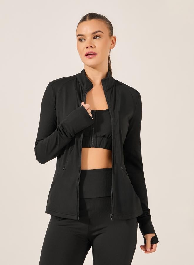Styli Active Stitch Detail Zip Up Fitted Jacket - Image 2
