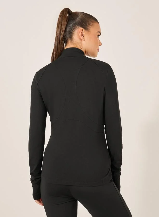 Styli Active  Stitch Detail Zip Up Fitted Jacket for Women | Best Price UAE
