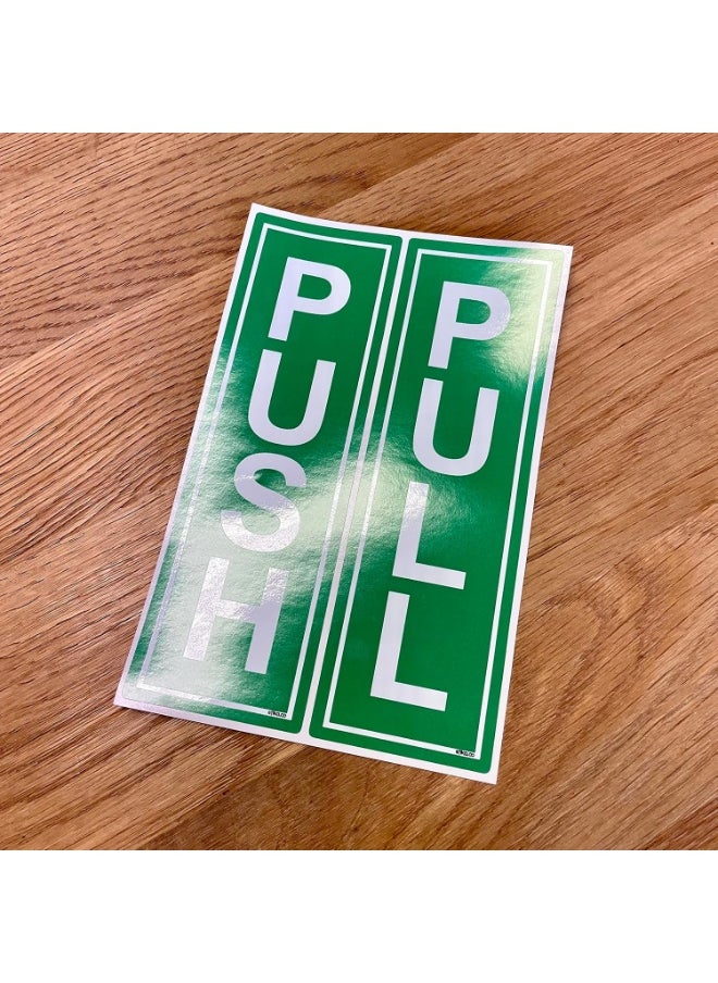 URBANTRANDS Set of Green Push and Pull Door Signs Sticker Access Awareness Safety, Indoor or Outdoor Green Gloss Self-adhesive Vinyl Stickers (1 Set)  - Image 3