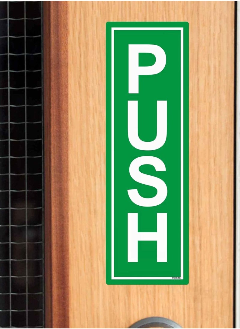 URBANTRANDS Set of Green Push and Pull Door Signs Sticker Access Awareness Safety, Indoor or Outdoor Green Gloss Self-adhesive Vinyl Stickers (1 Set)  - Image 2