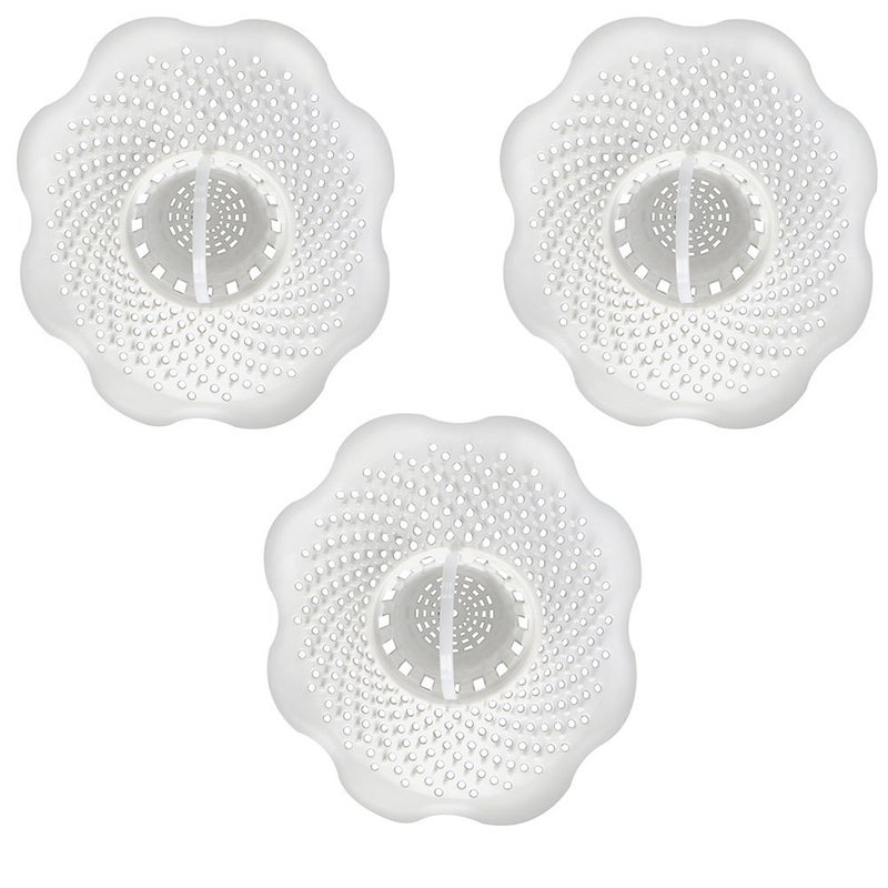 DANCO Tub Drain Protector Hair Catcher Strainer Bathtub Drain Snake Snare and Auger Hair Drain Clog Prevention 3Pack 10876 White