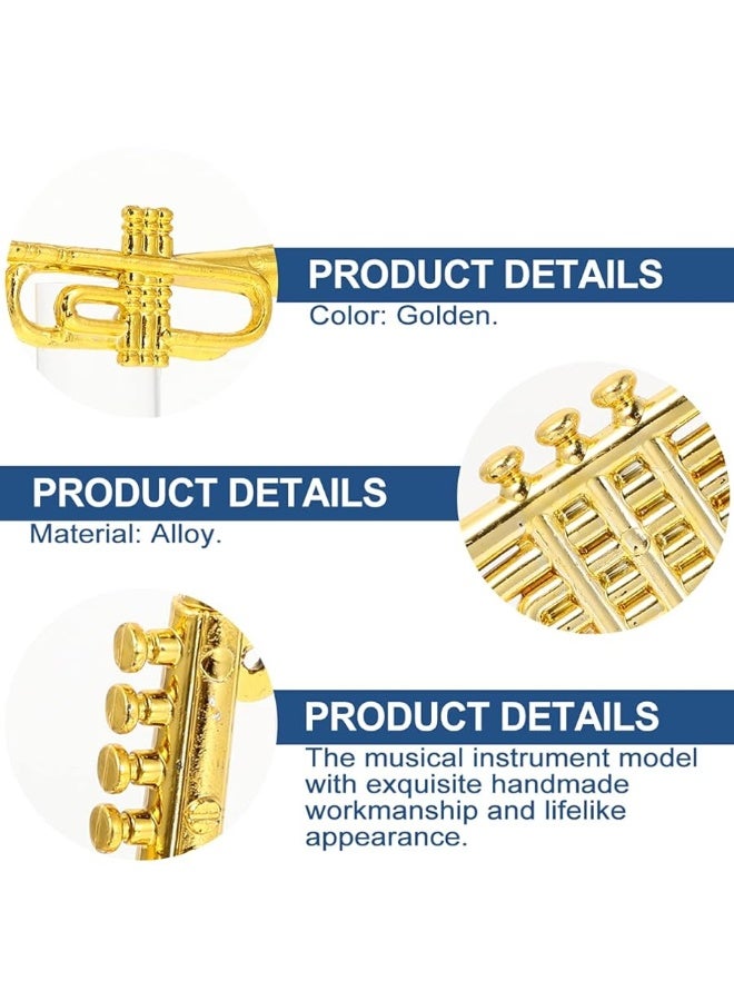 balacoo 4Pcs Mini Plastic Musical Instrument Dollhouse Trumpet Saxophone Miniature Dollhouse Model Gold Christmas Tree Hanging Decor - Image 1