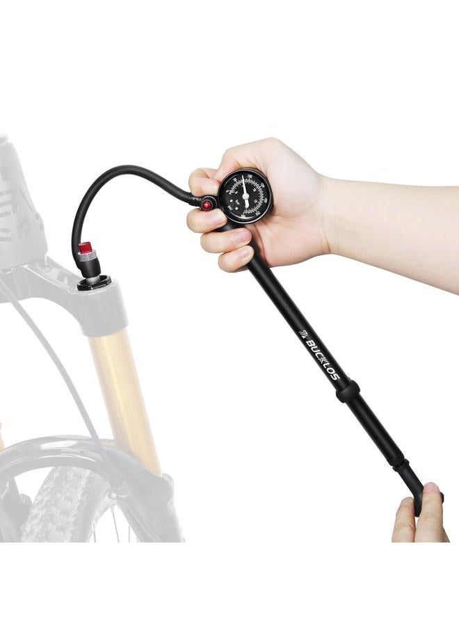 BUCKLOS Shock Pump Mountain Bike Suspension Pumps Air Fork Rear Shock 300 Psi / 400 Psi High Pressure Shock Pumps with Gauge for MTB/Road Bikes No Air Loss Schrader Valve Bicycle Tool - Image 1