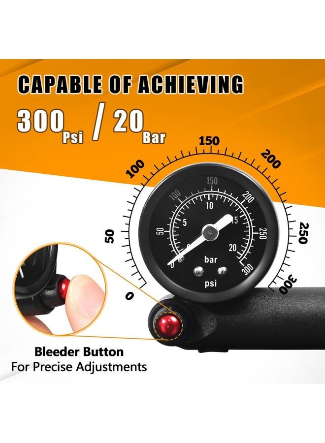 BUCKLOS Shock Pump Mountain Bike Suspension Pumps Air Fork Rear Shock 300 Psi / 400 Psi High Pressure Shock Pumps with Gauge for MTB/Road Bikes No Air Loss Schrader Valve Bicycle Tool - Image 3