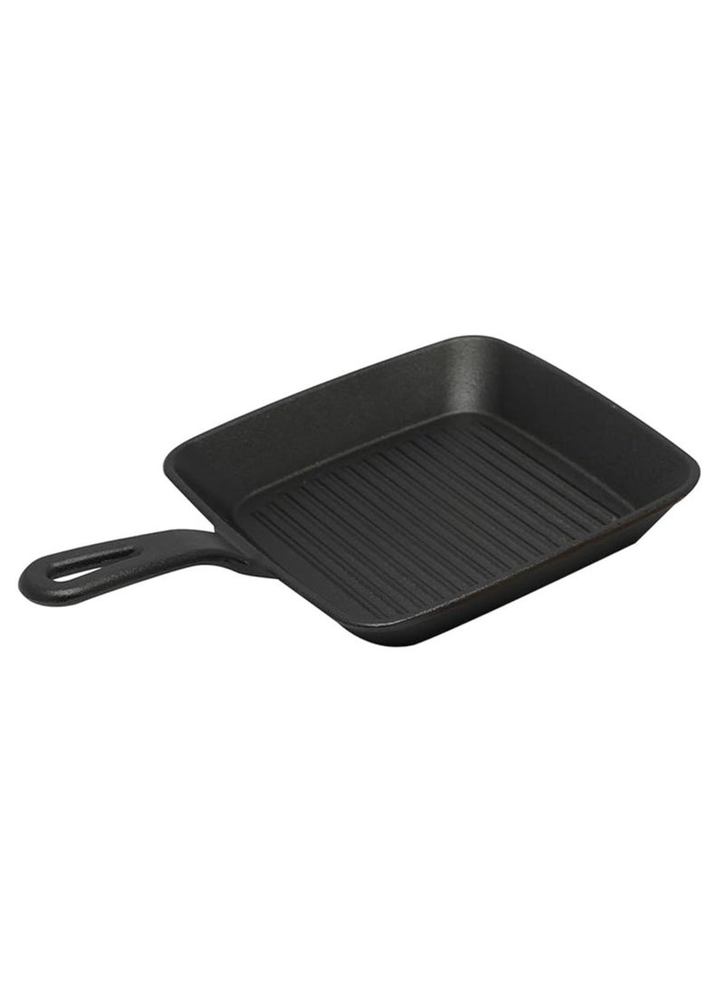 19.5cm Square Cast Iron Skillet With Side Handle And Wooden Base | Oven Safe Cast Iron Roasting Pan - Image 3