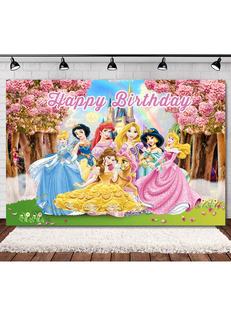 36-PCS Disney Princess theme set birthday party supplies including background cloth (size 150cmx100cm) - Image 2