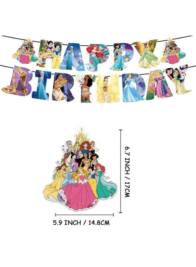36-PCS Disney Princess theme set birthday party supplies including background cloth (size 150cmx100cm) - Image 5