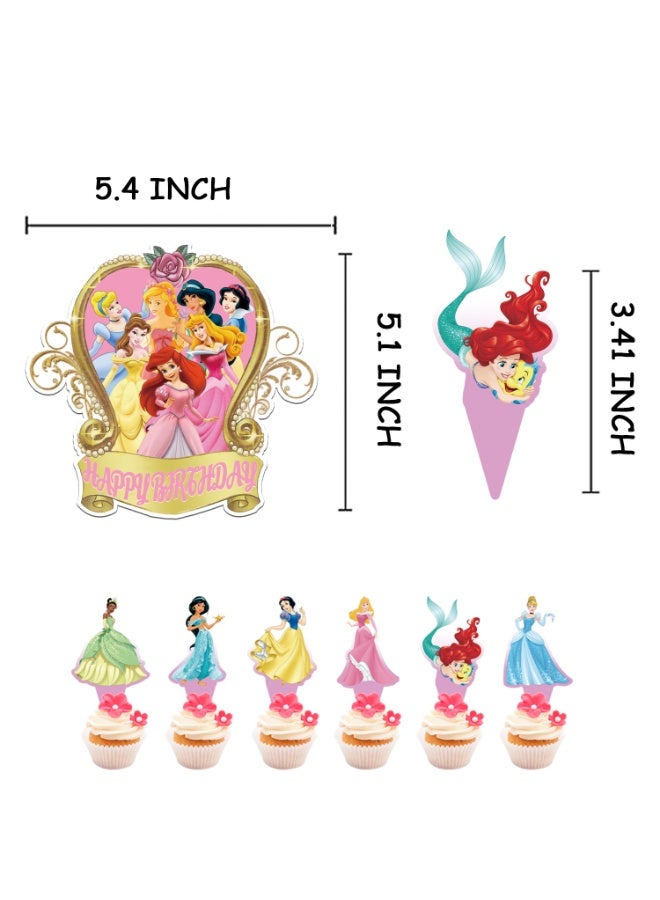 36-PCS Disney Princess theme set birthday party supplies including background cloth (size 150cmx100cm) - Image 4