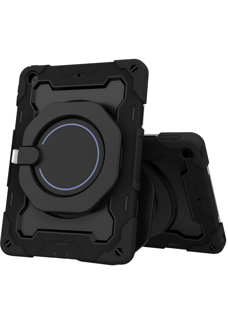 URBBKING PC + Silicone 3-Layers Combo Armor Heavy Duty Shockproof Cover with 360° Rotating Ring Stand for iPad Pro 11-Inch M4 (2024),Black  - Image 2