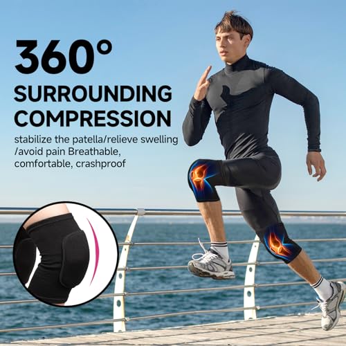 HISFFOG Volleyball Knee Pads for Women, Men, Youth, Girls, Kids, Knee Brace for Volleyball Basketball Football Dance Yoga Tennis Running Cycling Workout Climbing Wrestling - Image 4