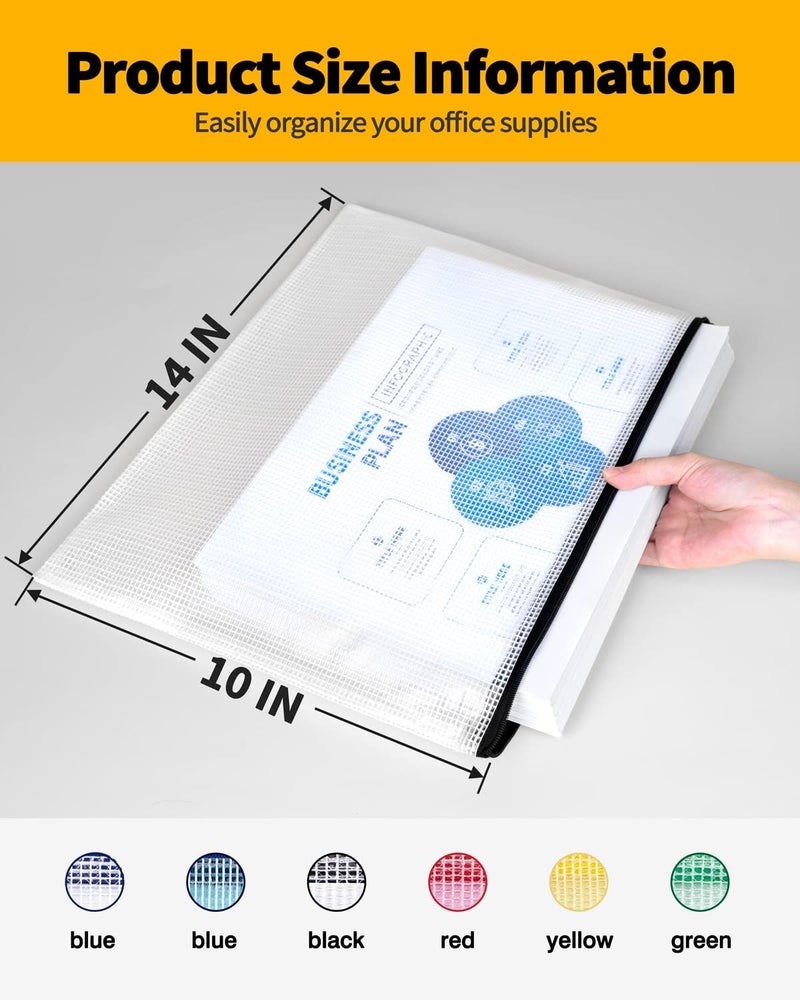 SUNEE Mesh Zipper Pouch 10x14 in (10 Colors, 30 Packs), Large Mesh Zipper Pouch Bags for School Office Supplies, Puzzles & Games, Travel Accessories, Waterproof Zipper Pouches for Organizing - Image 2