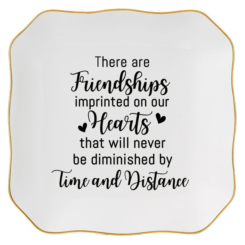 Spegiffu Friendship Gifts for Women Jewelry Dish Ring Trinket Tray - There Are Friendships Imprinted on Our Hearts... Unique Birthday Gift for Best Friends Christmas Valentine's Mother's Day - Image 1