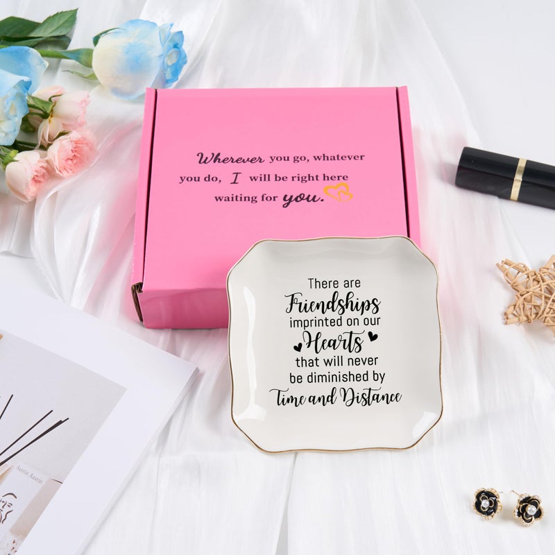 Spegiffu Friendship Gifts for Women Jewelry Dish Ring Trinket Tray - There Are Friendships Imprinted on Our Hearts... Unique Birthday Gift for Best Friends Christmas Valentine's Mother's Day - Image 3