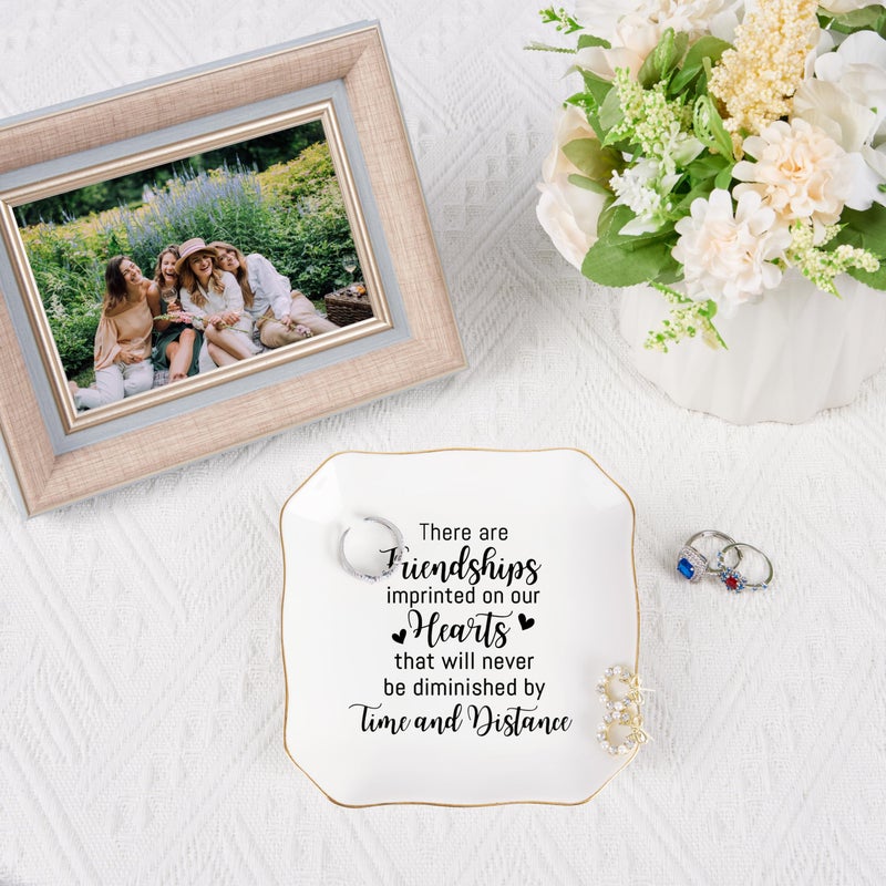Spegiffu Friendship Gifts for Women Jewelry Dish Ring Trinket Tray - There Are Friendships Imprinted on Our Hearts... Unique Birthday Gift for Best Friends Christmas Valentine's Mother's Day - Image 5