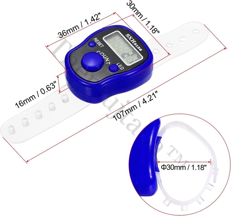 TheMujtaba Digital Tasbeeh Hand Tally Counter Finger Ring Digital Counting Machine Counter Tasbeeh & Jaap mala for Counting Purpose with LED (Blue) - Image 2