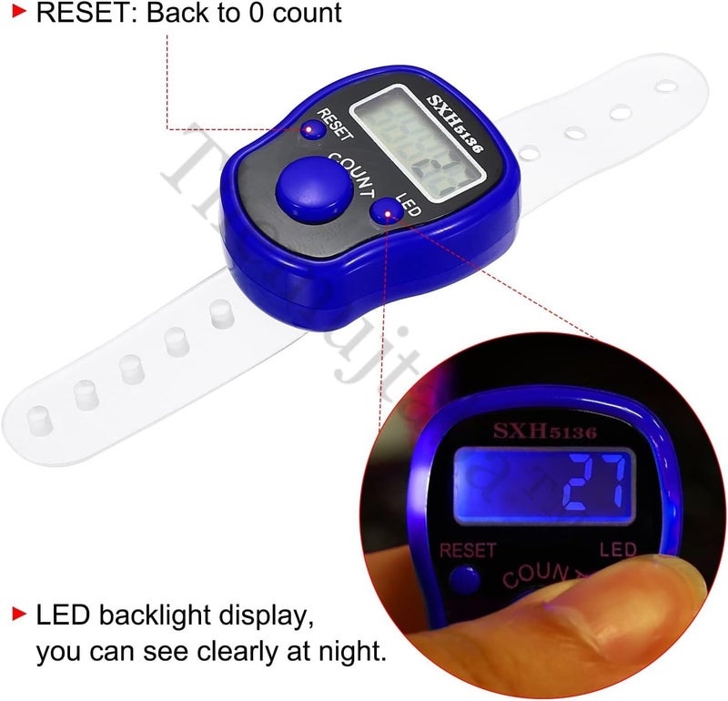 TheMujtaba Digital Tasbeeh Hand Tally Counter Finger Ring Digital Counting Machine Counter Tasbeeh & Jaap mala for Counting Purpose with LED (Blue) - Image 4