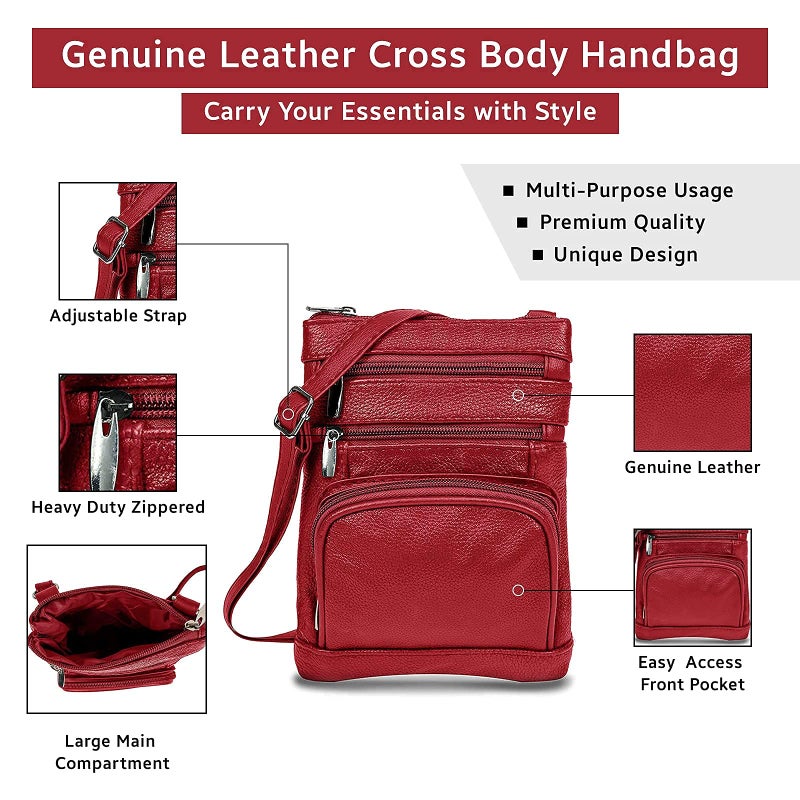 Krediz Leather Crossbody Purses For Women  Multi Pocket Crossbody Purse With Adjustable Strap  Soft & Durable Leather Purse - Image 3