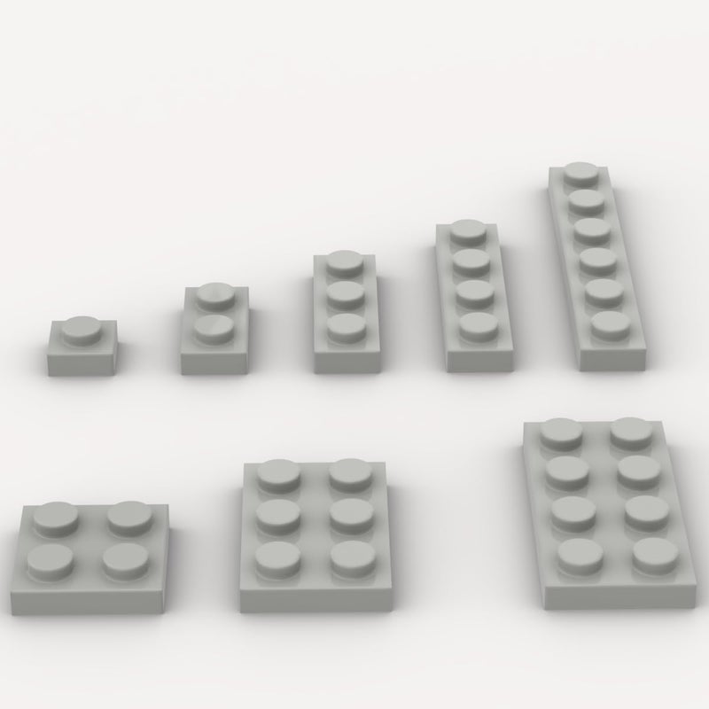 YUJHITP Classic Building Plate Assortment Pack 100Pcs Light Gray Bulk Plates with 8 Size Building Plate Base Plate Compatible with Lego Parts and Pieces Building Bricks for Most BrandsColorLight Gray - Image 3