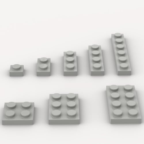 YUJHITP Classic Building Plate Assortment Pack 100Pcs Light Gray Bulk Plates with 8 Size Building Plate Base Plate Compatible with Lego Parts and Pieces Building Bricks for Most BrandsColorLight Gray - Image 1