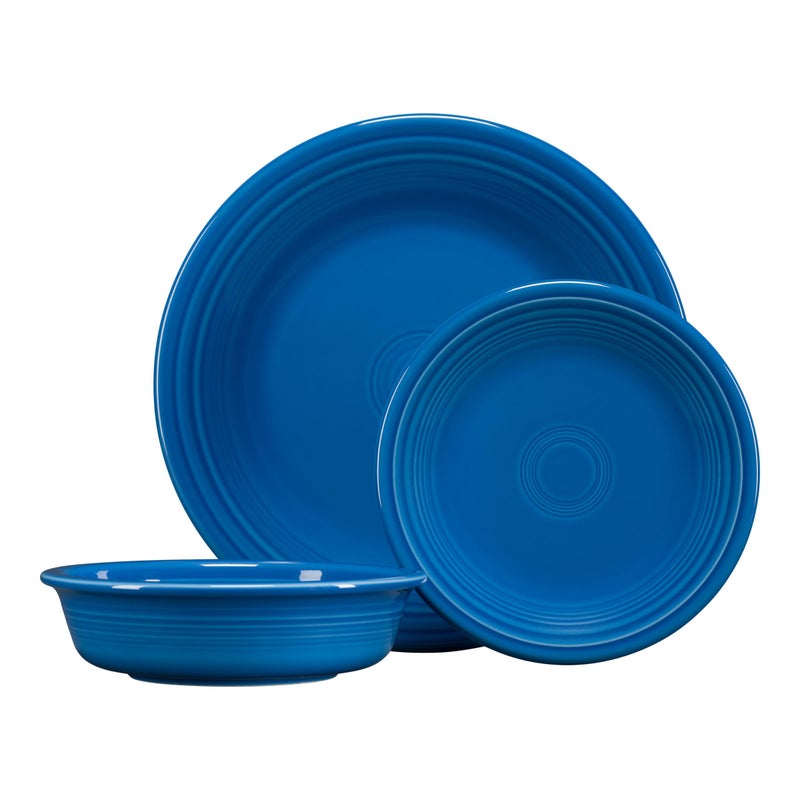 FiestaÂ® Classic Rim 3-Piece Dinnerware Set â€“ Durable Ceramic, Lead-Safe, Dishwasher/Microwave/Oven Safe â€“ Made in USA Dinnerware - Lapis - Image 1