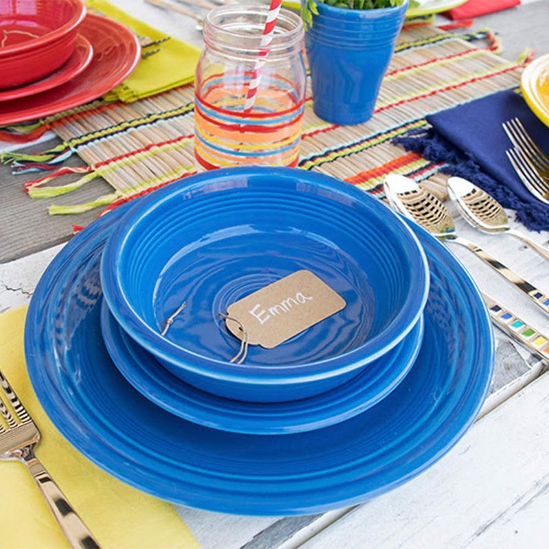 FiestaÂ® Classic Rim 3-Piece Dinnerware Set â€“ Durable Ceramic, Lead-Safe, Dishwasher/Microwave/Oven Safe â€“ Made in USA Dinnerware - Lapis - Image 3