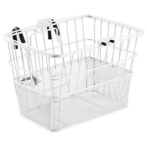 Retrospec Apollo Detachable Front Bike Basket Steel Half-Mesh with Integrated Detachable Hooks and Built-in Handle, Easy Assembly and Portability for Bicycles - Image 1