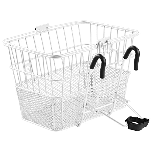 Retrospec Apollo Detachable Front Bike Basket Steel Half-Mesh with Integrated Detachable Hooks and Built-in Handle, Easy Assembly and Portability for Bicycles - Image 2