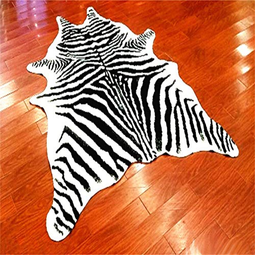 yingda1992 Zebra Print Rug Faux Animal Cowhide Skin Area Rug Leather Carpet Mat Large Size for Home Office Livingroom 7.9'x5.6' - Image 5