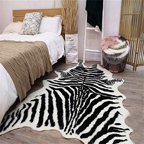 yingda1992 Zebra Print Rug Faux Animal Cowhide Skin Area Rug Leather Carpet Mat Large Size for Home Office Livingroom 7.9'x5.6' - Image 3
