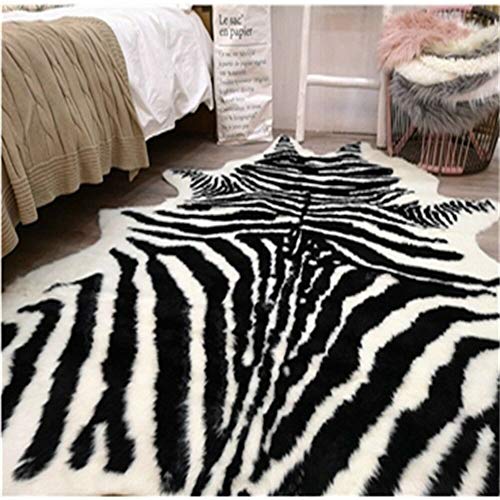 yingda1992 Zebra Print Rug Faux Animal Cowhide Skin Area Rug Leather Carpet Mat Large Size for Home Office Livingroom 7.9'x5.6' - Image 4