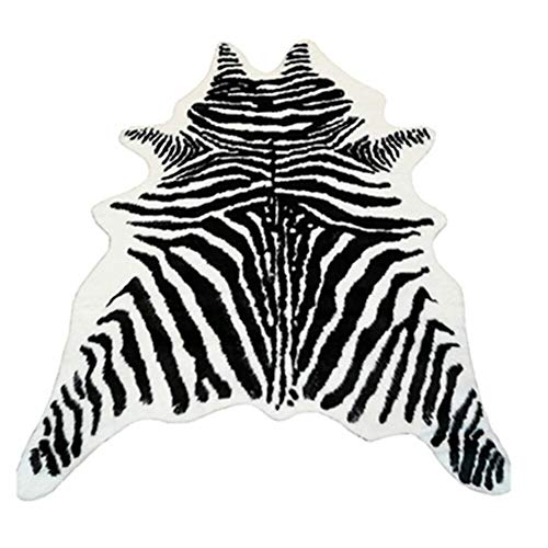 yingda1992 Zebra Print Rug Faux Animal Cowhide Skin Area Rug Leather Carpet Mat Large Size for Home Office Livingroom 7.9'x5.6' - Image 1
