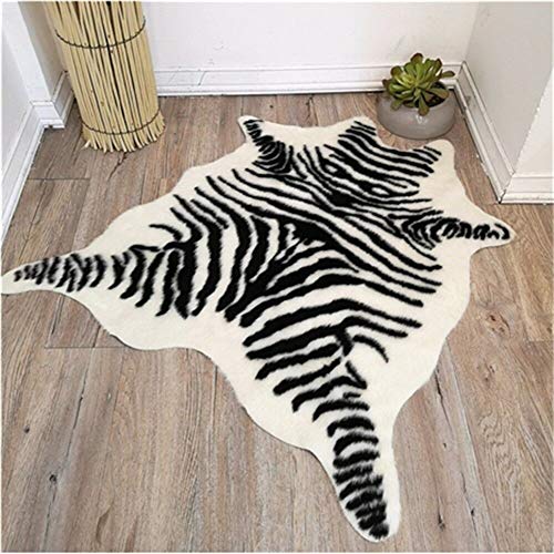 yingda1992 Zebra Print Rug Faux Animal Cowhide Skin Area Rug Leather Carpet Mat Large Size for Home Office Livingroom 7.9'x5.6' - Image 2