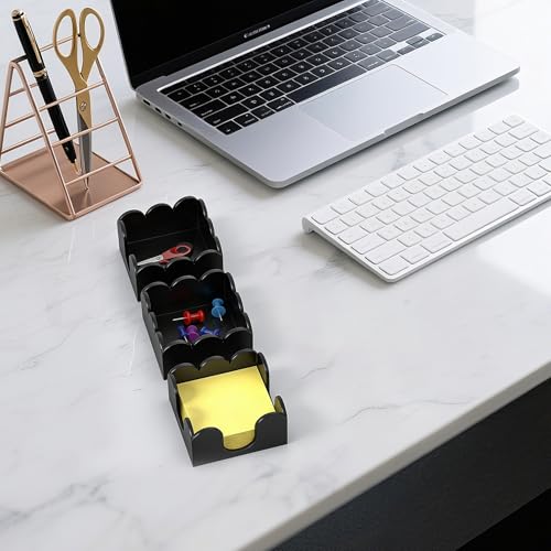 YAGELI Magnetic 3-in-1 Acrylic Sticky Note Holder Dispenser | Modern Desktop Organizer for 3x3 Post It Notes & Memo Pads with Non-Slip Base | for Productive Workspace at Office, Home or School | Black - Image 5