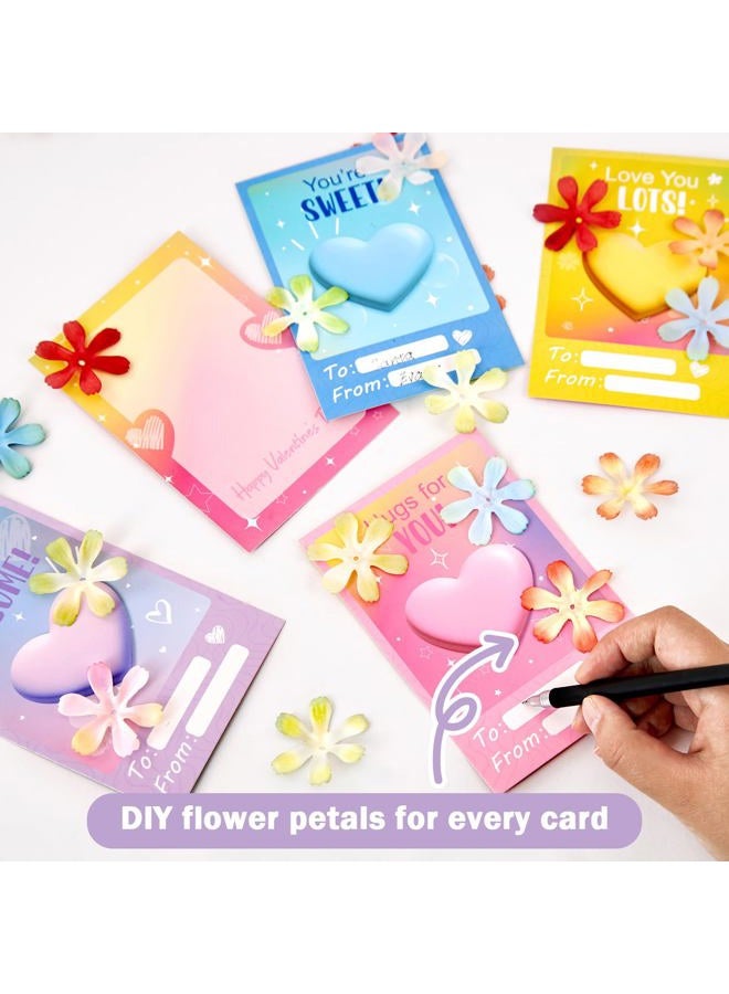 Homarkable Valentines Cards for Kids Classroom, 28 Pcs Flower Themed Valentines Cards for Girls, Funny Valentines Day Gifts - Image 3