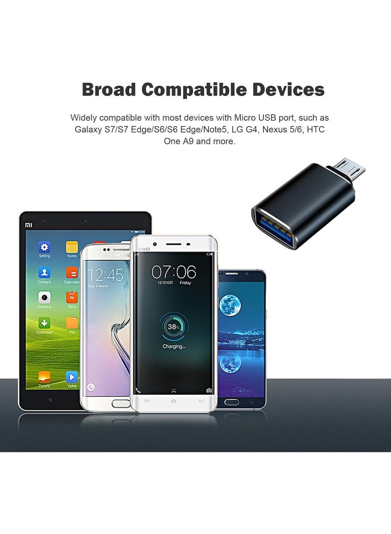 محول ميكرو USB إلى USB OTG - حزمة 2 قطعة محول ميكرو USB 3.0 OTG لـ S7 LG، ماوس، فلاش درايف، لوحة مفاتيح، وحدة تحكم ألعاب وأجهزة ميكرو أخرى (أسود) - Image 3